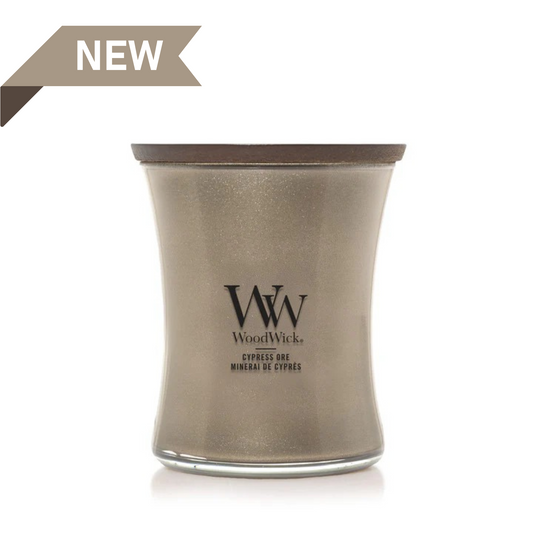 Woodwick Cypress Ore | Warm Nickel Metal Collection