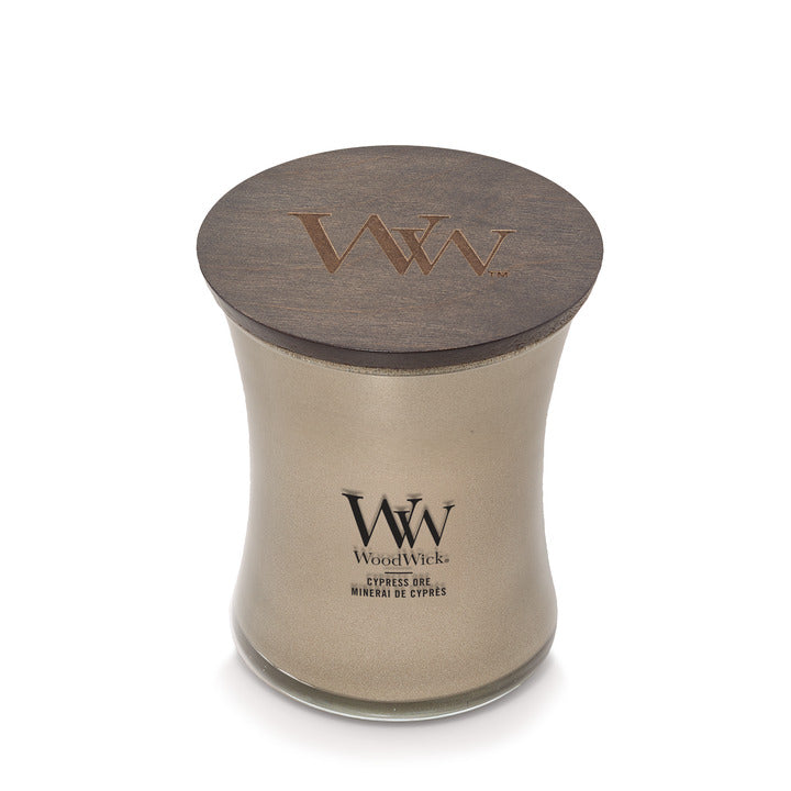 Woodwick Cypress Ore | Warm Nickel Metal Collection