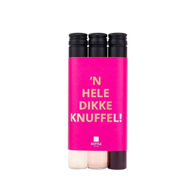 3 wijntubes - Roze/Gouden wikkel - Dikke knuffel