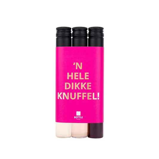 3 wijntubes - Roze/Gouden wikkel - Dikke knuffel